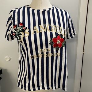 Zara Trafaluc striped short sleeve top